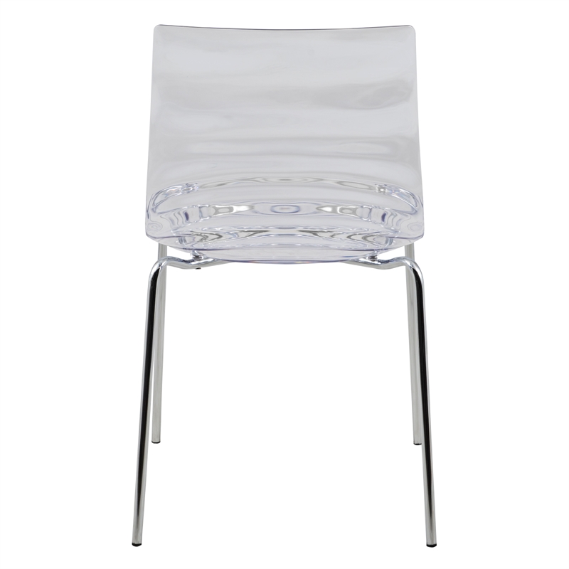LeisureMod Astor Modern Rain Drop Design Dining Chair in Clear Set of 4
