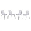 LeisureMod Astor Modern Rain Drop Design Dining Chair in Clear Set of 4