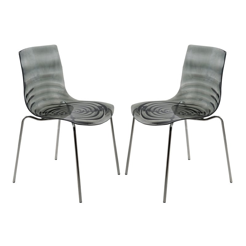 LeisureMod Astor Modern Rain Drop Design Dining Chair in Black Set of 2