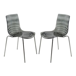 LeisureMod Astor Modern Rain Drop Design Dining Chair in Black Set of 2