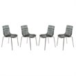 LeisureMod Astor Modern Rain Drop Design Dining Chair in Black Set of 4