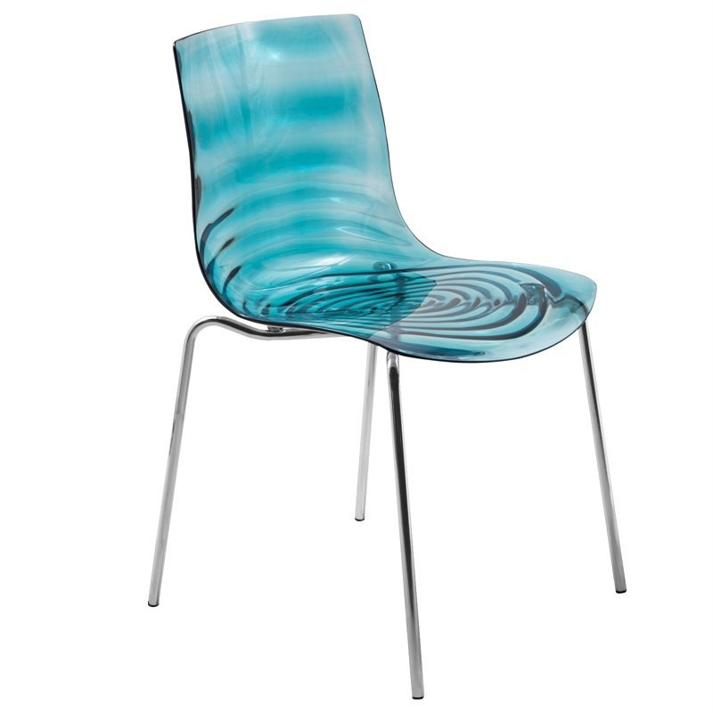 LeisureMod Astor Modern Rain Drop Design Dining Chair in Blue