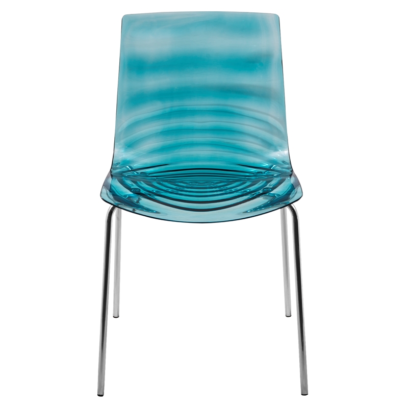 LeisureMod Astor Modern Rain Drop Design Dining Chair in Blue Set of 2