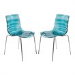 LeisureMod Astor Modern Rain Drop Design Dining Chair in Blue Set of 2