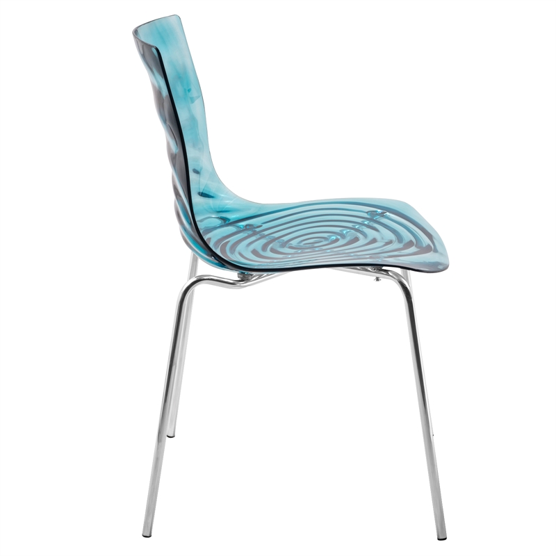 LeisureMod Astor Modern Rain Drop Design Dining Chair in Blue Set of 4