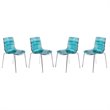 LeisureMod Astor Modern Rain Drop Design Dining Chair in Blue Set of 4