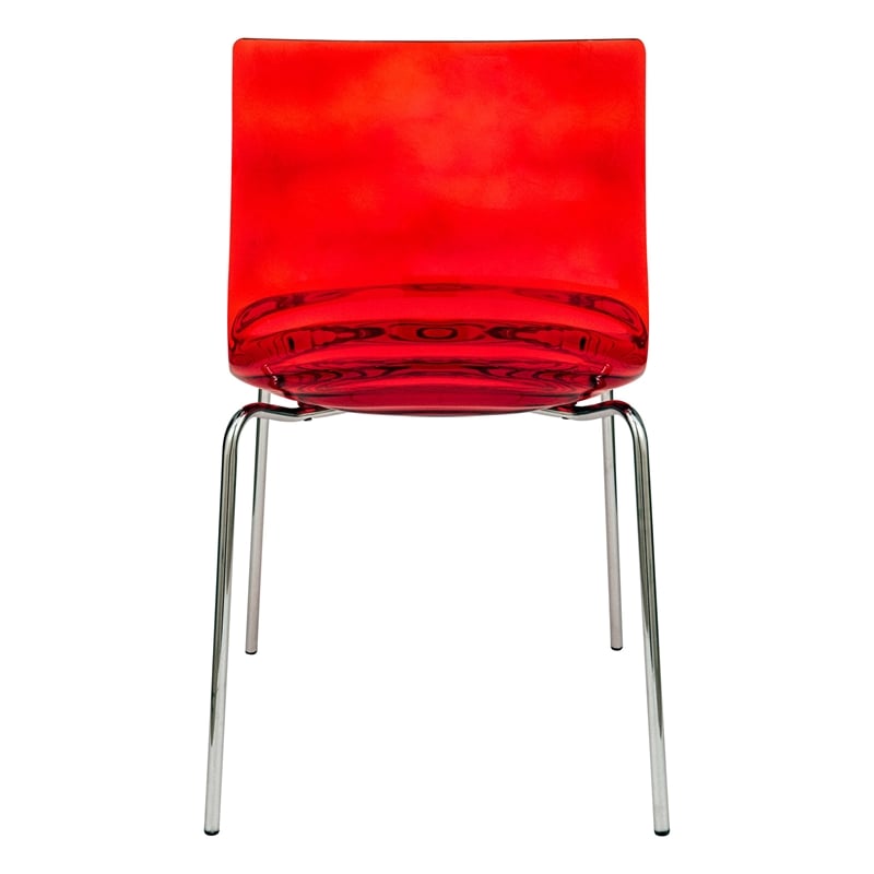 LeisureMod Astor Modern Rain Drop Design Dining Chair in Red