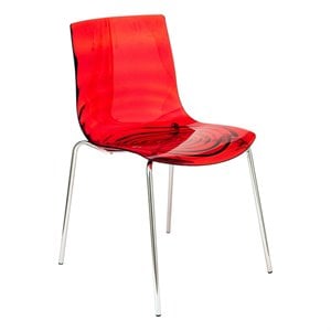 LeisureMod Astor Modern Rain Drop Design Dining Chair in Red