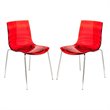 LeisureMod Astor Modern Rain Drop Design Dining Chair in Red Set of 2
