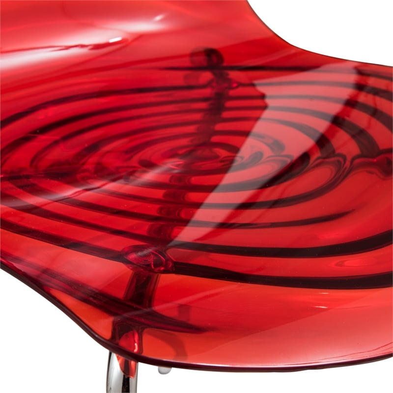 LeisureMod Astor Modern Rain Drop Design Dining Chair in Red Set of 4