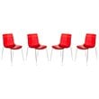 LeisureMod Astor Modern Rain Drop Design Dining Chair in Red Set of 4