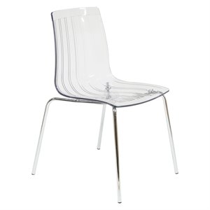 leisuremod ralph modern clear dining side chair with chrome base