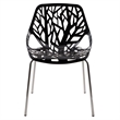 LeisureMod Modern Asbury Dining Side Chair With Chromed Legs in Black