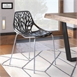 LeisureMod Modern Asbury Dining Side Chair With Chromed Legs in Black
