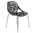 LeisureMod Modern Asbury Dining Side Chair With Chromed Legs in Black