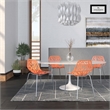 LeisureMod Modern Asbury Dining Side Chair With Chromed Legs in Orange Set of 4