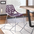 LeisureMod Modern Asbury Dining Side Chair With Chromed Legs in Purple