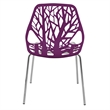 LeisureMod Modern Asbury Dining Side Chair With Chromed Legs in Purple Set of 2