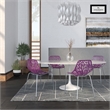 LeisureMod Modern Asbury Dining Side Chair With Chromed Legs in Purple Set of 4