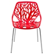 LeisureMod Modern Asbury Dining Side Chair With Chromed Legs in Red Set of 4