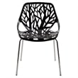 LeisureMod Modern Asbury Dining Side Chair With Chromed Legs in Black Set of 2