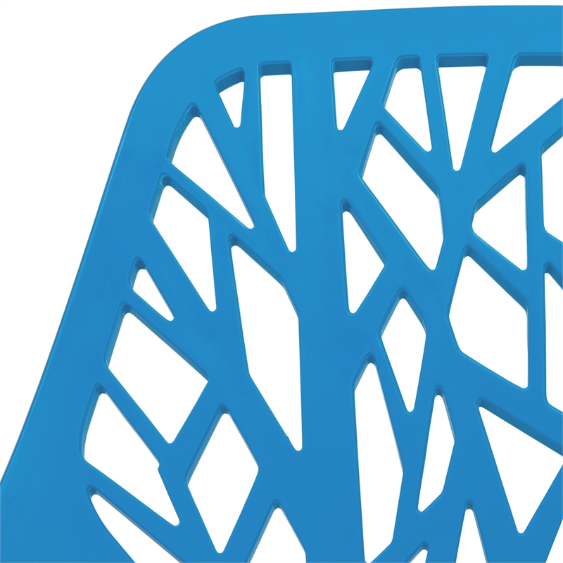 LeisureMod Modern Asbury Dining Side Chair With Chromed Legs in Blue