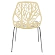 LeisureMod Modern Asbury Dining Side Chair With Chromed Legs in Cream