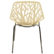 LeisureMod Modern Asbury Dining Side Chair With Chromed Legs in Cream Set of 2