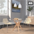 LeisureMod Modern Asbury Dining Side Chair With Chromed Legs in Cream Set of 2