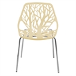 LeisureMod Modern Asbury Dining Side Chair With Chromed Legs in Cream Set of 4
