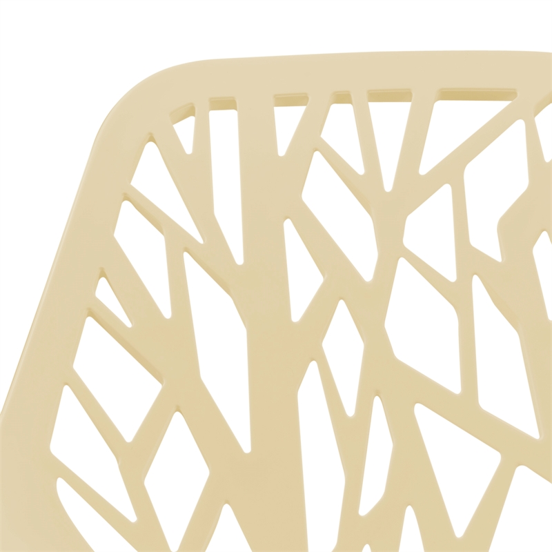 LeisureMod Modern Asbury Dining Side Chair With Chromed Legs in Cream Set of 4