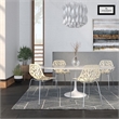 LeisureMod Modern Asbury Dining Side Chair With Chromed Legs in Cream Set of 4