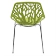 LeisureMod Modern Asbury Dining Side Chair With Chromed Legs in Green