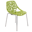 LeisureMod Modern Asbury Dining Side Chair With Chromed Legs in Green