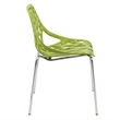 LeisureMod Modern Asbury Dining Side Chair With Chromed Legs in Green Set of 2