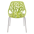 LeisureMod Modern Asbury Dining Side Chair With Chromed Legs in Green Set of 4