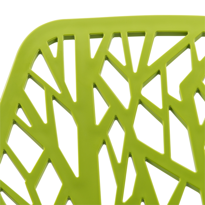 LeisureMod Modern Asbury Dining Side Chair With Chromed Legs in Green Set of 4