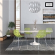 LeisureMod Modern Asbury Dining Side Chair With Chromed Legs in Green Set of 4
