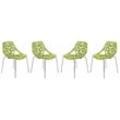 LeisureMod Modern Asbury Dining Side Chair With Chromed Legs in Green Set of 4