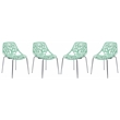 LeisureMod Modern Asbury Dining Side Chair With Chromed Legs in Mint Set of 4