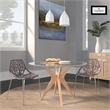 LeisureMod Modern Asbury Dining Side Chair With Chromed Legs in Taupe Set of 2