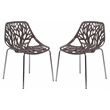 LeisureMod Modern Asbury Dining Side Chair With Chromed Legs in Taupe Set of 2
