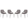 LeisureMod Modern Asbury Dining Side Chair With Chromed Legs in Taupe Set of 4