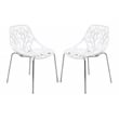 LeisureMod Modern Asbury Dining Side Chair With Chromed Legs in White Set of 2