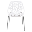 LeisureMod Modern Asbury Dining Side Chair With Chromed Legs in White Set of 4