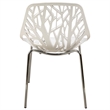 LeisureMod Modern Asbury Dining Side Chair With Chromed Legs in White Set of 4