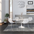 LeisureMod Modern Asbury Dining Side Chair With Chromed Legs in White Set of 4