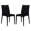 LeisureMod Modern Weave Mace Indoor Outdoor Dining Chair in Black Set of 2