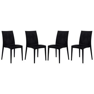leisuremod modern weave mace indoor outdoor dining side chair in black