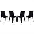 LeisureMod Modern Weave Mace Indoor Outdoor Dining Chair in Black Set of 4